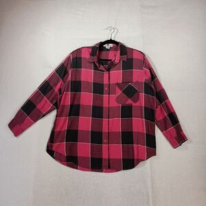 Vintage 90s Flannel Womens Size 18W Red Black Grunge Gorpcore Outdoor